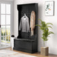 4-in-1 Hall Tree with Shoe Storage and Bench - Black