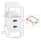 Slim End Table with 2 Drawers and Storage Shelf, Sofa Side Table for Living Room, Narrow Nightstand, White