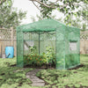 Portable Pop Up Greenhouse, Outdoor Walk-in Hot House with Roll-up Door & 2 Windows, 8' x 6' , Green