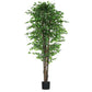 8ft Tall Artificial Tree, Silk Ficus Tree with 2520 Leaves in Pot, Fake Plant for Home Office Decor