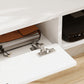 47" Floating TV Stand for TVs up to 50 Inch, Wall Mounted Media Console with Flip Drawer and 2 Open Shelves, White