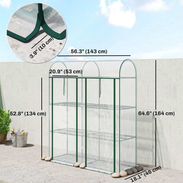 56.3" x 18.1" x 64.6" Mini Greenhouse with Roll-Up Doors