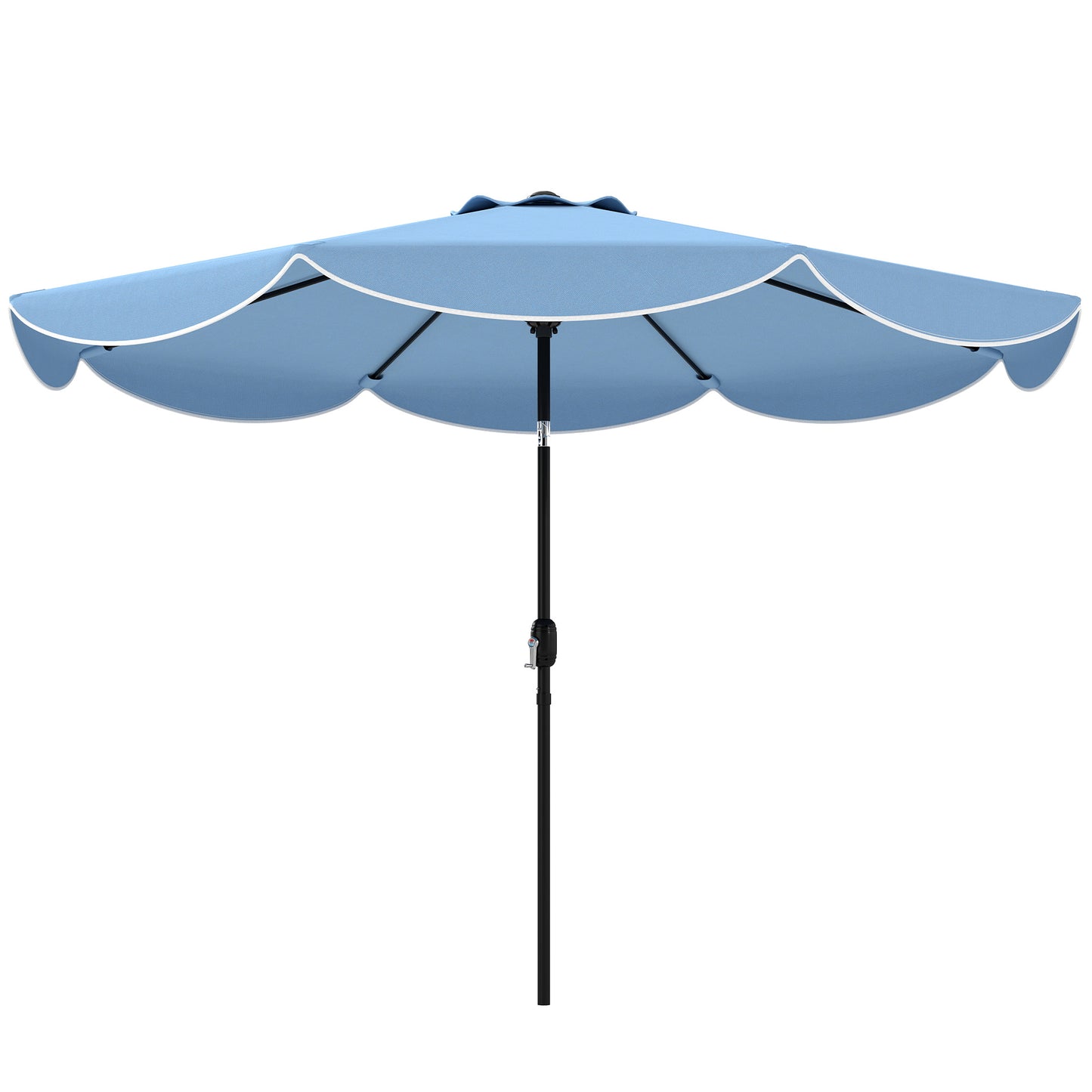 9' x 9' Sky Blue Round Market Umbrella with Valance & Tilt Crank
