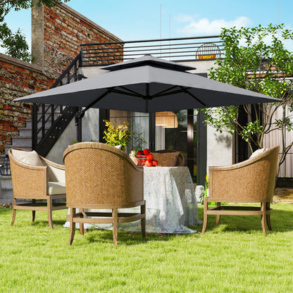 10' x 10' Light Grey Offset Umbrella with 360° Rotation