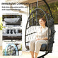 Hanging Egg Chair with Stand, Foldable Wicker Rattan Swing Chair with Thick Cushion and Safety Rope, Grey