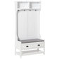 Hall Tree Shoe Bench with 4 Hooks and Drawers - White