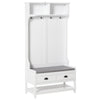 Hall Tree Shoe Bench with 4 Hooks and Drawers - White