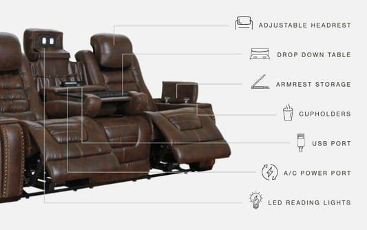 Game Zone - Bark - PWR REC Sofa with ADJ Headrest - Forward Furniture