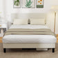 Queen Platform Bed Frame with Adjustable Headboard - Light Grey