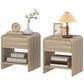 Nightstand Set of 2, Modern Bedside Table with Rounded Corners, Nightstand with Drawer and Open Shelf, Natural Wood