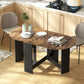 Oval Folding Dining Table, Space Saving Drop Leaf Kitchen Table for Dining Room, Living Room, Rustic Brown