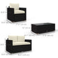 Outdoor Furniture with Table, Wicker Furniture with Loveseat and 2 Chair for Garden, Poolside, Cream