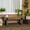 Outdoor Bench, Garden Bench with Metal Legs, Rustic Wood Effect Concrete, Indoor or Outdoor Use for Patio, Park, Porch and Lawn, Natural and Black