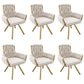 Set of 6 Velvet Dining Chairs with Electroplated Metal Legs, Upholstered Chairs with Ergonomic Support, 25'' L x 25'' W x 34'' H, Beige+Gold