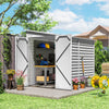 4.6' x 9' Steel Outdoor Storage Shed, Lean to Shed, Metal Tool House with Foundation Kit, Lockable Doors, Gloves and 2 Air Vents for Backyard, Patio, Lawn, White