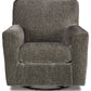 Herstow - Charcoal - Swivel Glider Accent Chair - Fabric