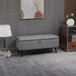 40" Ottoman with Storage, Linen Upholstered Storage Ottoman Bench with Steel Legs for Living Room, Bedroom Grey