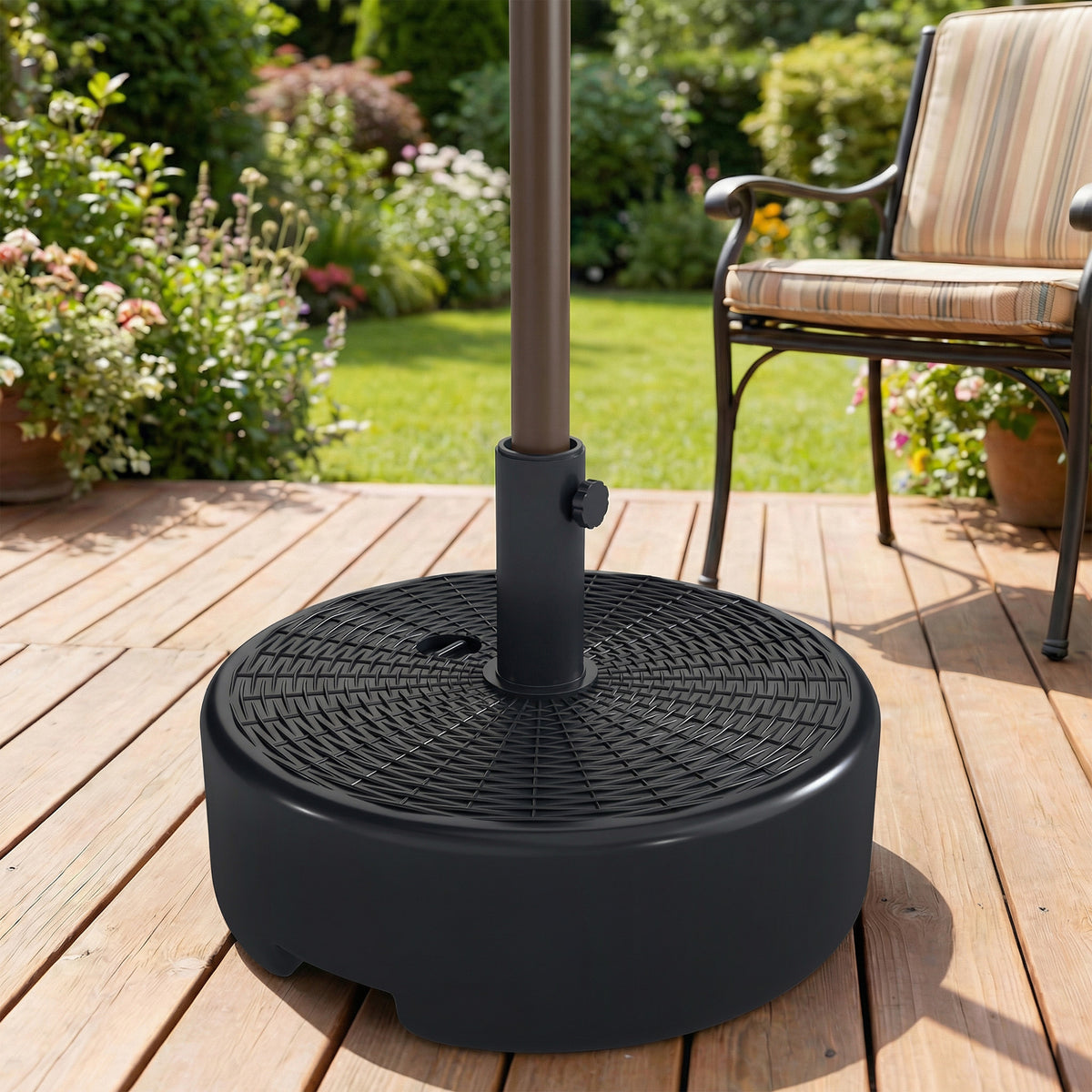 Black Patio Umbrella Base with Handle