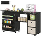 Rolling Sewing Machine Table with Power Outlet, Folding Craft Table with 2 Fabric Drawers, 2 Bins and 18 Pegs, Black