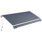 12' x 8' Retractable Patio Awning Sunshade Shelter with Manual Crank Handle UV & Water-Resistant for Deck Balcony Grey