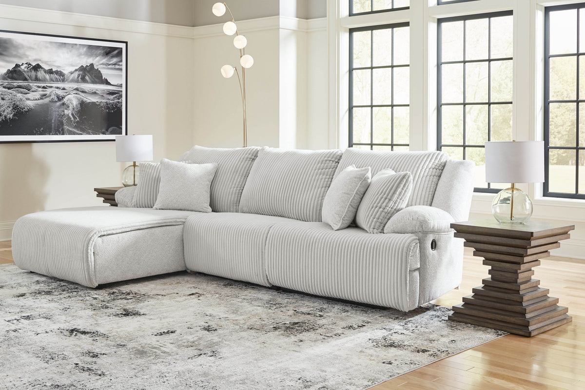 Top Tier - Alloy - 3-Piece Sectional Sofa With LAF Press Back Chaise - Forward Furniture
