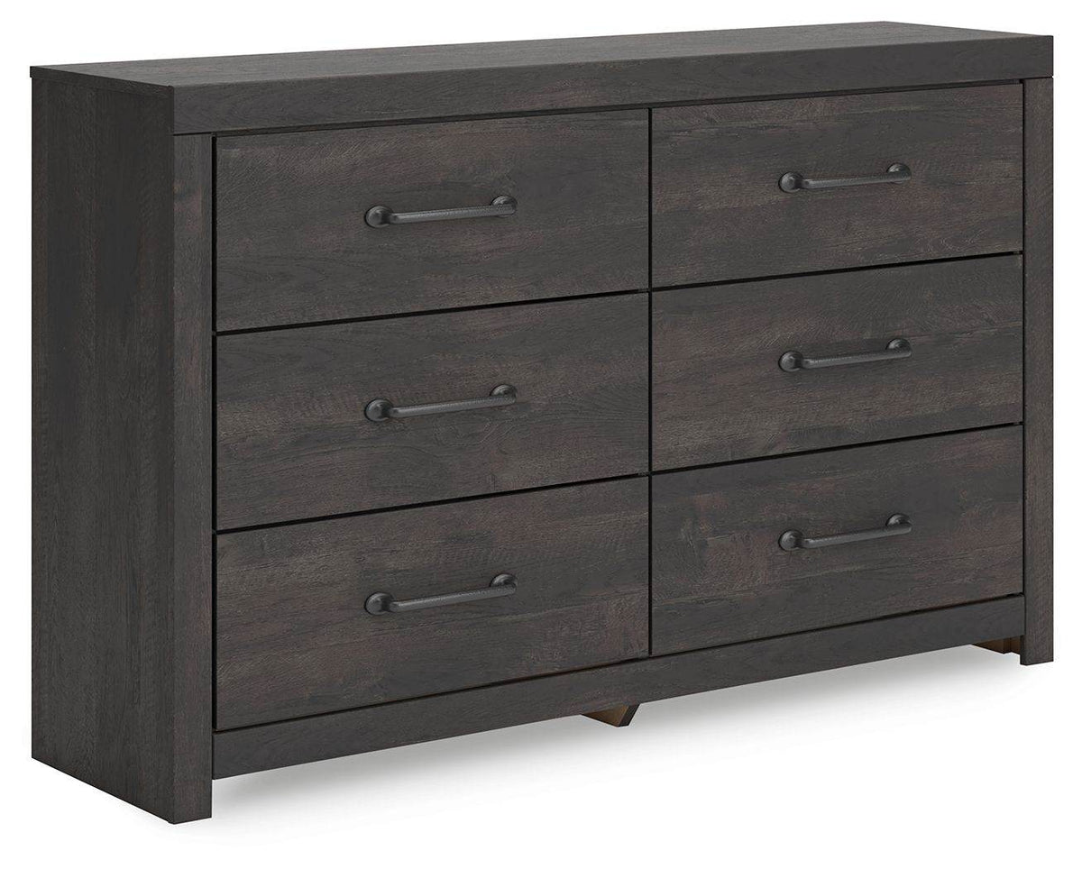 Hollivern - Six Drawer Dresser - Dark Gray