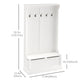 3-In-1 Hall Tree w/ Coat Rack, Shoe Storage and Bench Seat, Entryway Bench w/ 4 Hooks for Hallway, Living Room, White