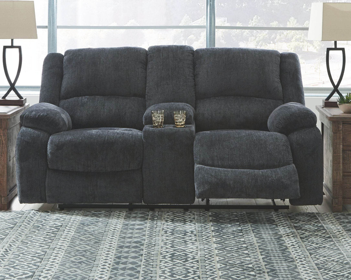 Draycoll - Slate - Dbl Reclining Loveseat W/Console - Fabric - Forward Furniture