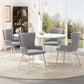 Modern Extendable Dining Set with Table and 4 Chairs, Space-Saving Dining Set for 4–6 Seaters, 55'' L x 39.5'' W x 29.5'' H, Grey+Silver+White