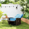 Outdoor Rattan Wicker Lounge Chair with Footrest & Soft Cushion for Patio, Garden, Backyard, Sky Blue