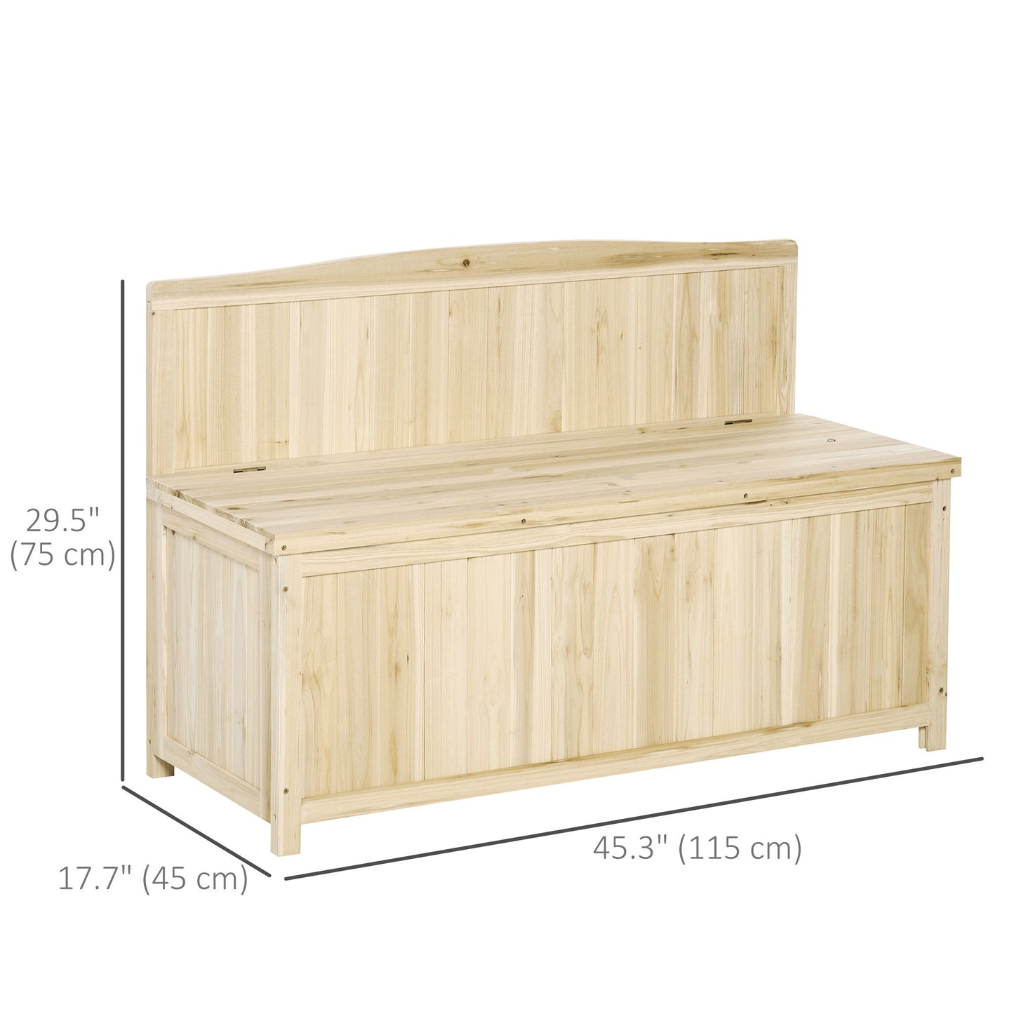 Wooden Outdoor Garden Bench with Storage Box, Outdoor Patio Seating, 45.3" x 17.7" x 29.5", Natural