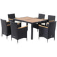 7 Pieces Outdoor Dining Set for 6, PE Wicker Rattan Patio Furniture Set with High-Back Armchairs, Glass Table Top