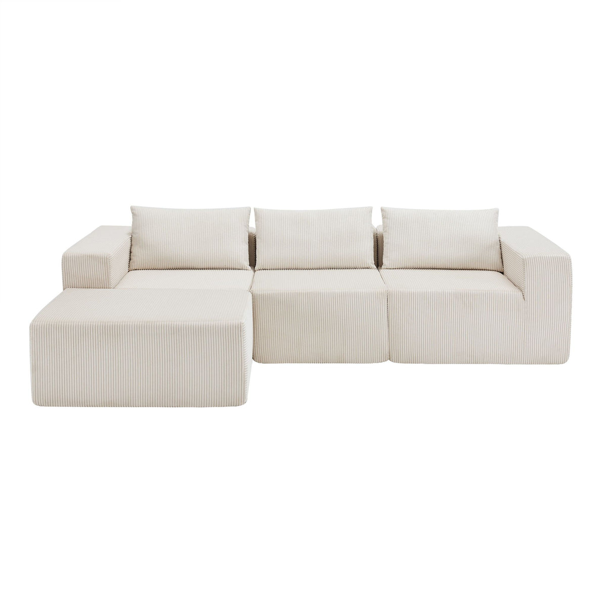 Modular Sectional Sofa with Corduroy Fabric and Free Combination Design, Daybed Perfect for Living Room, 107.5'' L x 68.5'' W x 30.5'' H, Beige
