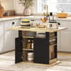 Kitchen Island Dining Table with Storage Cabinet, Large Tabletop for 4 People, 4-Door Cupboard & Shelves, Black