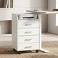 4-Drawer Mobile Filing Cabinet with Lock - White