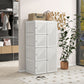 Portable Wardrobe, Foldable Clothes Storage Organzier with 5 Compartments, 1 Hanging Rod, Magnet Doors, White