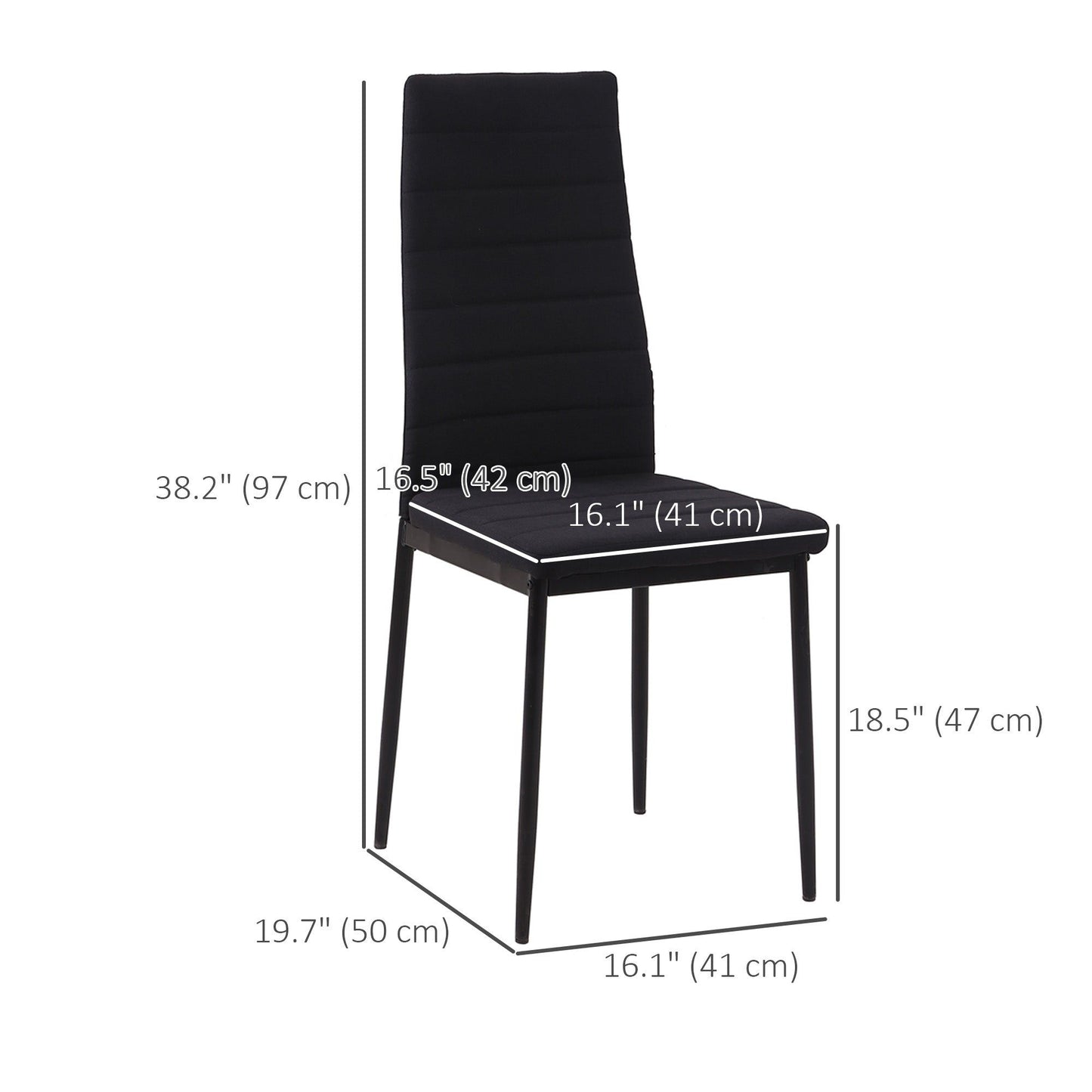 High-Back Upholstered Dining Chairs - Black