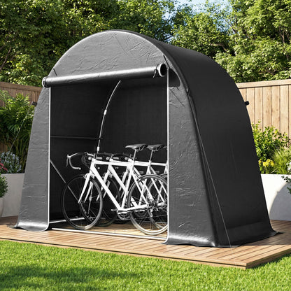 8' x 4' Galvanized Bike Storage Shed with Roll-Up Door