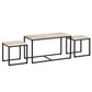Set of 3 Nesting Coffee Tables with Metal Frame - Natural