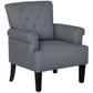Fabric Accent Armchair with Wood Legs - Grey