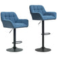 Swivel Bar Stools Set of 2, Adjustable PU Leather - Dark Blue