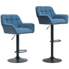 Swivel Bar Stools Set of 2, Adjustable PU Leather - Dark Blue
