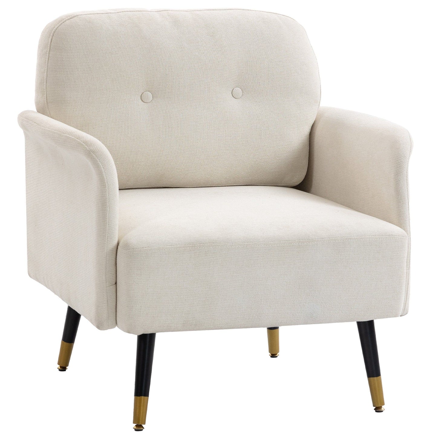 Tufted Accent Chair with Metal Legs - Cream White