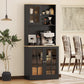 Kitchen Buffet with Hutch and 3 Cabinets - Black