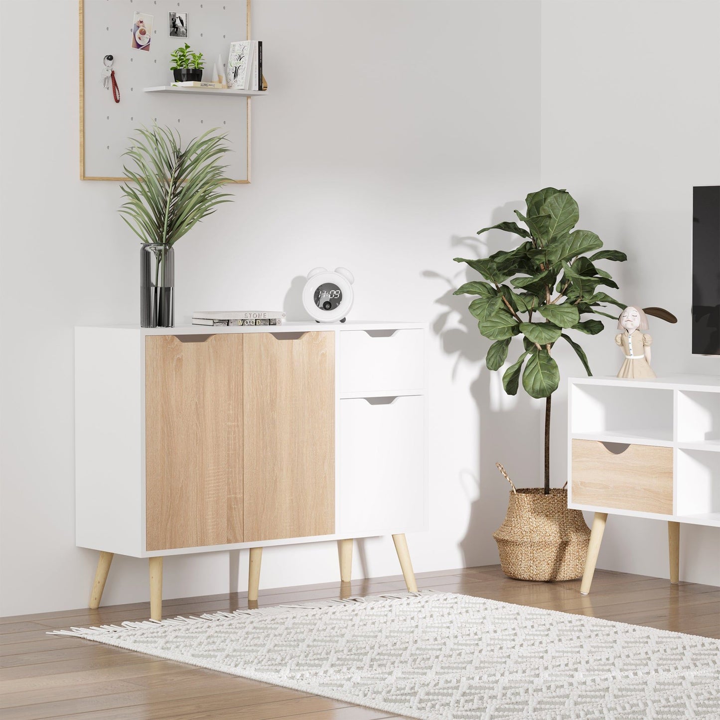 35" Sideboard Storage Cabinet with Drawer - White
