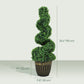 Set of 2 Artificial Plants, Topiary Spiral Boxwood Trees with Pot, for Home Indoor Outdoor Decor, 90cm