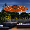 9ft Solar Patio Umbrella Outdoor Sunshade 24 LED Lights Tilt Canopy Orange