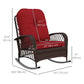 Outdoor Wicker Rattan Rocking Chair Patio Rocker with Thick Cushions for Garden Backyard Porch, Red