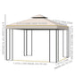 10' x 10' Patio Gazebo Outdoor, Canopy Shelter with Double-tier Roof, Pavilion Sidewalls for Garden Events, Cream White