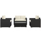 Outdoor Furniture with Table, Wicker Furniture with Loveseat and 2 Chair for Garden, Poolside, Cream